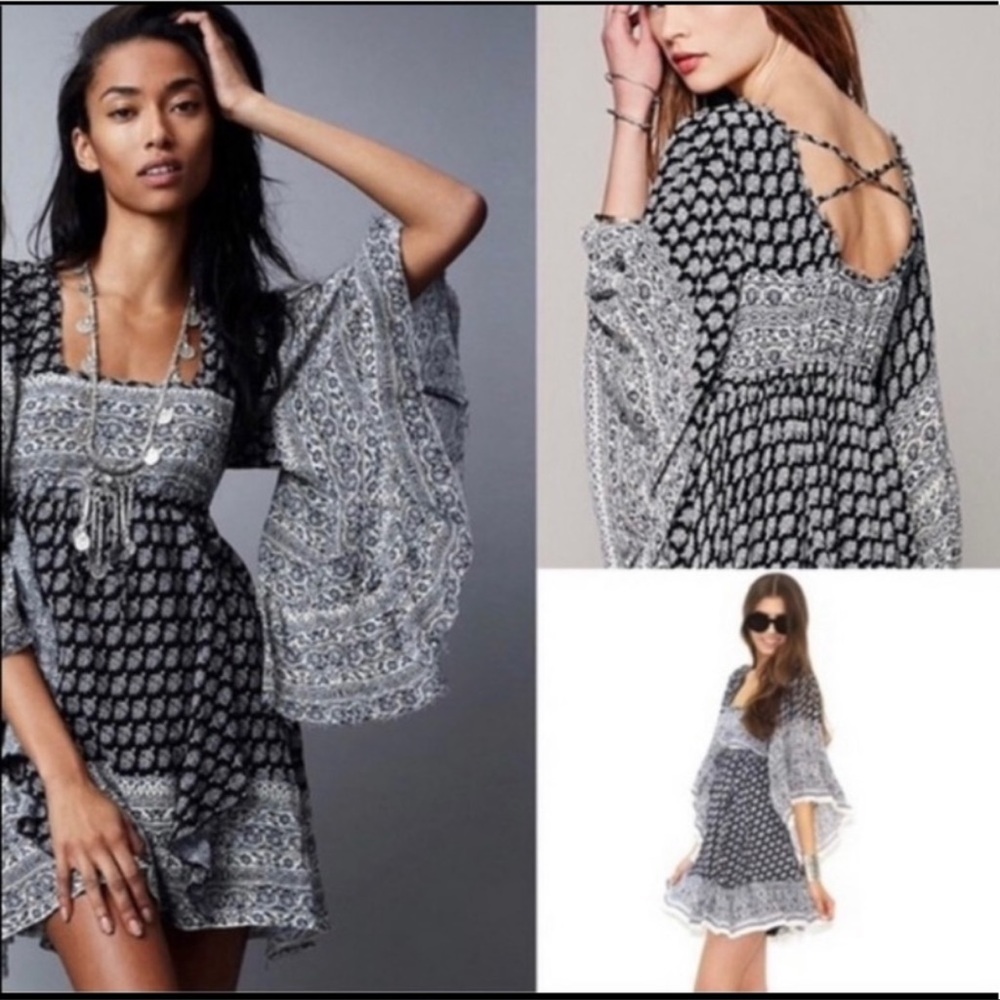 Free People “Heart Of Gold” Blue/Black Dress